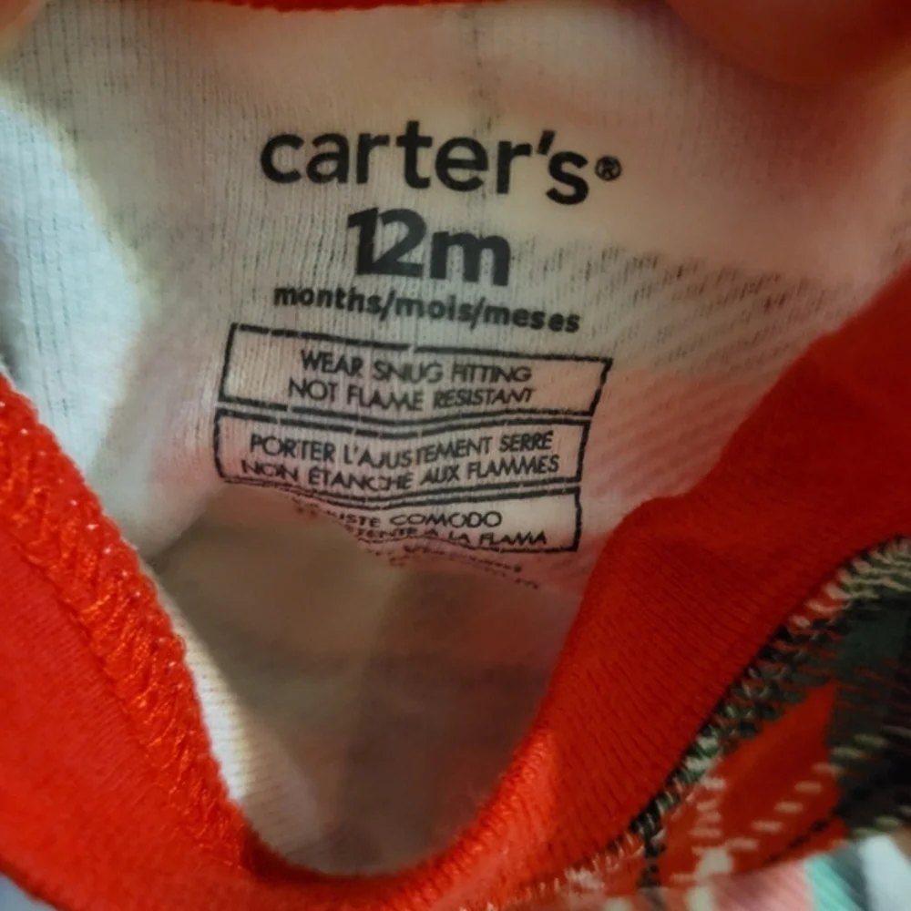 12 Months Christmas Pajamas Carter's One Piece & Plaid Set Circo Top Red Festive